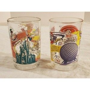 (2) Disney McDonald's "100‎ Years of Magic" Glass, Buzz Lightyear Mickey Belle +